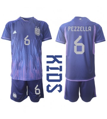 Argentyna German Pezzella #6 Koszulka Wyjazdowych Dziecięca MŚ 2022 Krótki Rękaw (+ Krótkie spodenki)